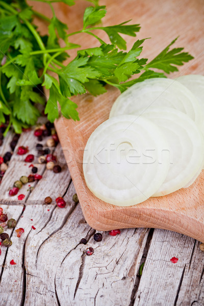 fresh sliced onion, peppercorns and parsley  Stock photo © marylooo