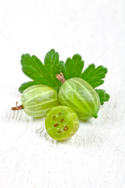 Stock photo: gooseberries with leaves 