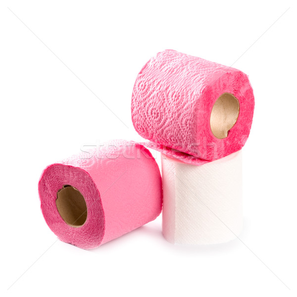 Três papel higiênico isolado branco papel Foto stock © marylooo