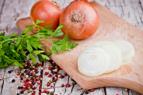 fresh onions, parsley and peppercorns  Stock photo © marylooo