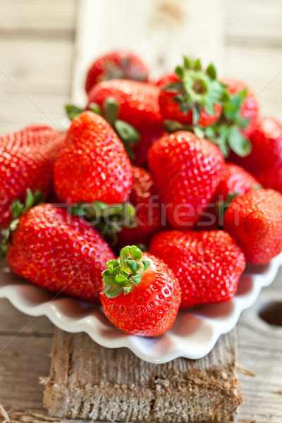 Stockfoto: Plaat · vers · aardbeien · zomer