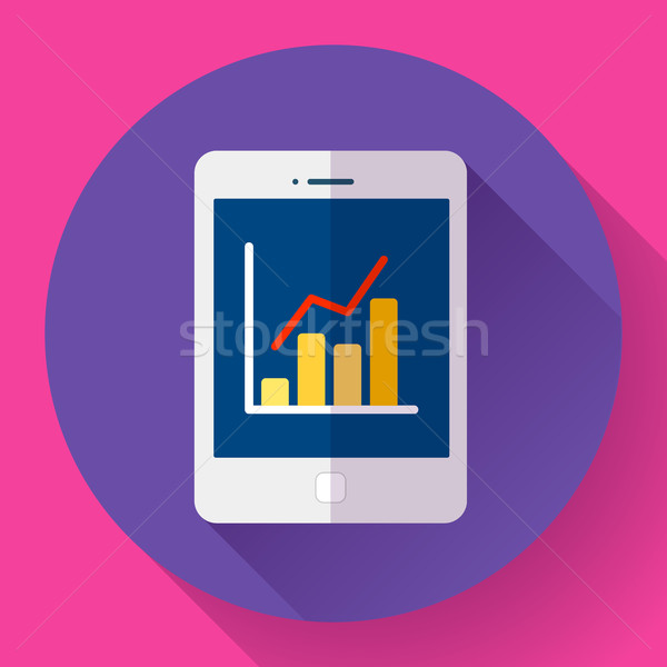 Stock photo: Tablet flat 2.0 icon in ipad style with stat diagram.