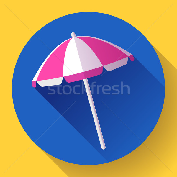 Beach umbrella, top view icon. Vector. Flat design style. Stock photo © MarySan