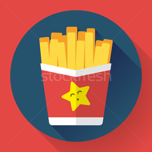 French fried potato in paper box. Fast food vector icon. Flat designed style. Stock photo © MarySan