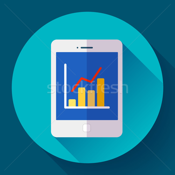 Tablet flat 2.0 icon in ipad style with stat diagram. Stock photo © MarySan