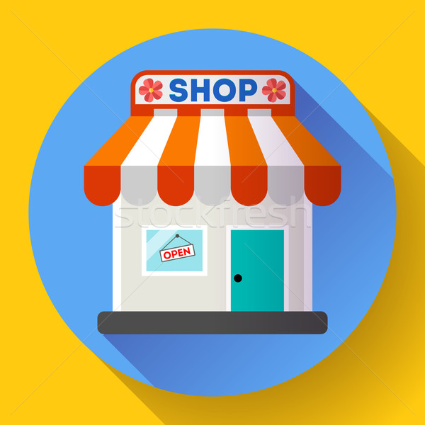 Store front vector icon Flat design small shopping center exterior illustration Stock photo © MarySan