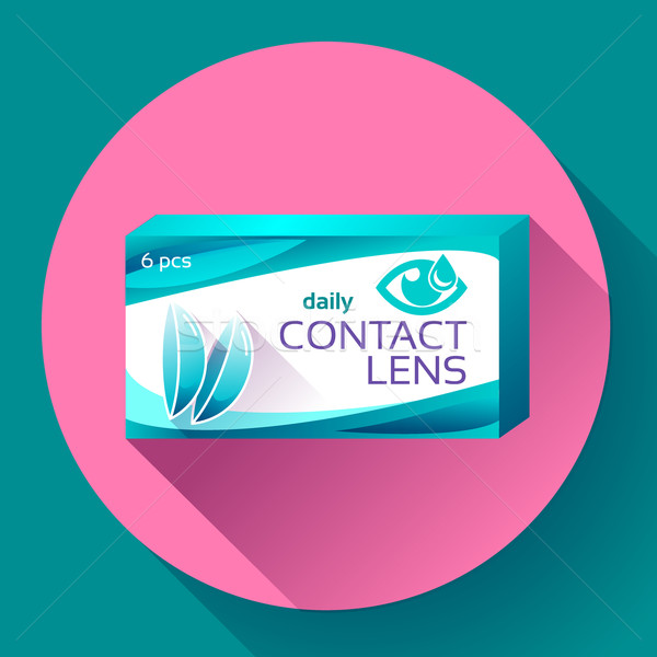 Contact lenses box icon. Flat design style. Stock photo © MarySan