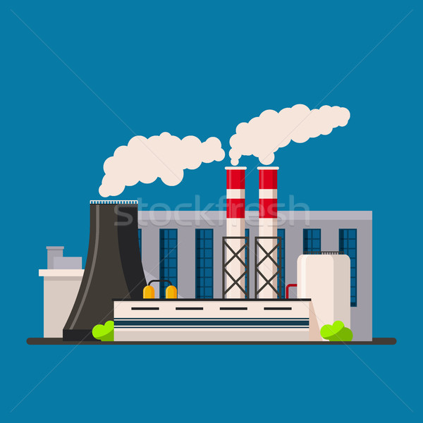 Stock photo: Factory building icon vector flat style. Manufacturing buildings.