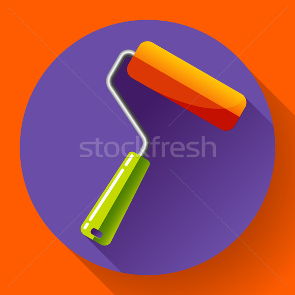 Stock photo: Paint Roller Icon. home repair apartments symbol. Flat design style.