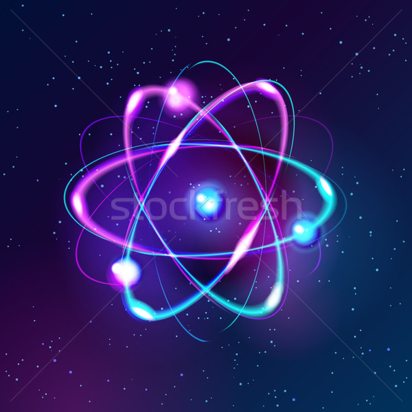 Kék ragyogó atom absztrakt technológia sötét Stock fotó © MarySan