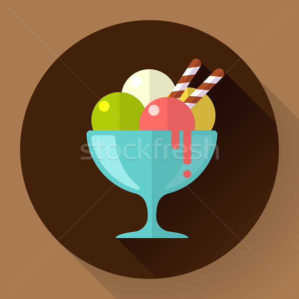 Vector Ice Cream in glass cup icon. Flat designed style Stock photo © MarySan