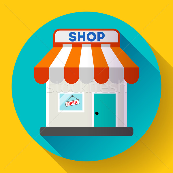 Store front vector icon Flat design small shopping center exterior illustration Stock photo © MarySan