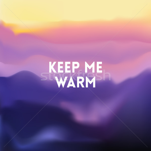 Stock photo: square blurred mountain background - sunset colors With quote