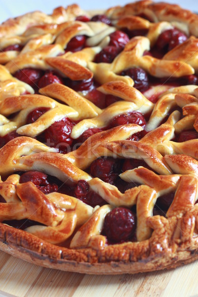 Homemade cherry pie with decorative lattice top Stock photo © MarySan