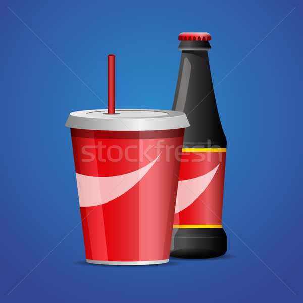 Fles cola soda papier beker glas Stockfoto © MarySan