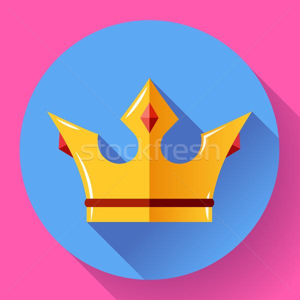 Gold crown with rubies. Flat design style. Stock photo © MarySan