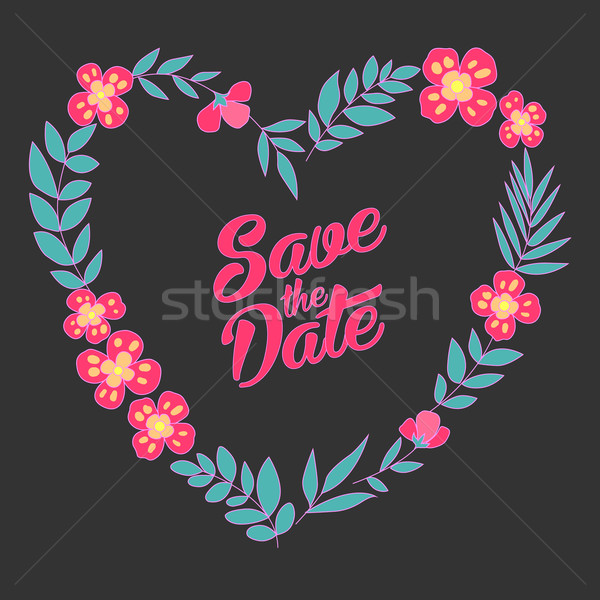 Mettre date floral coeur carte vintage [[stock_photo]] © MarySan