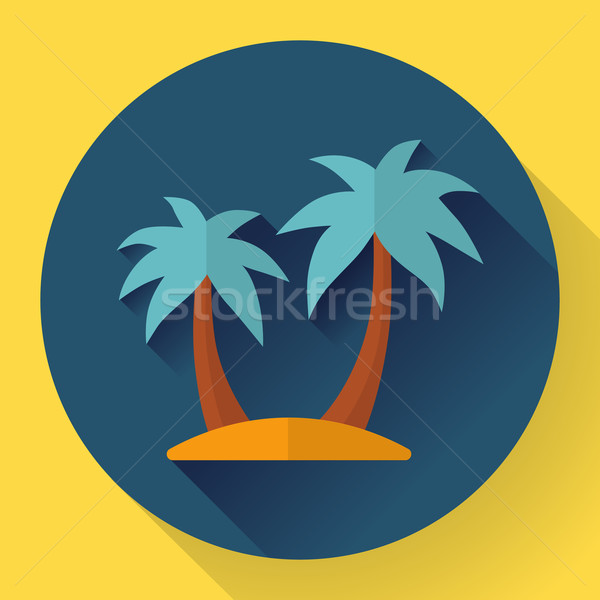 Stock photo: palm Island. Travel Icon. Flat designed style.