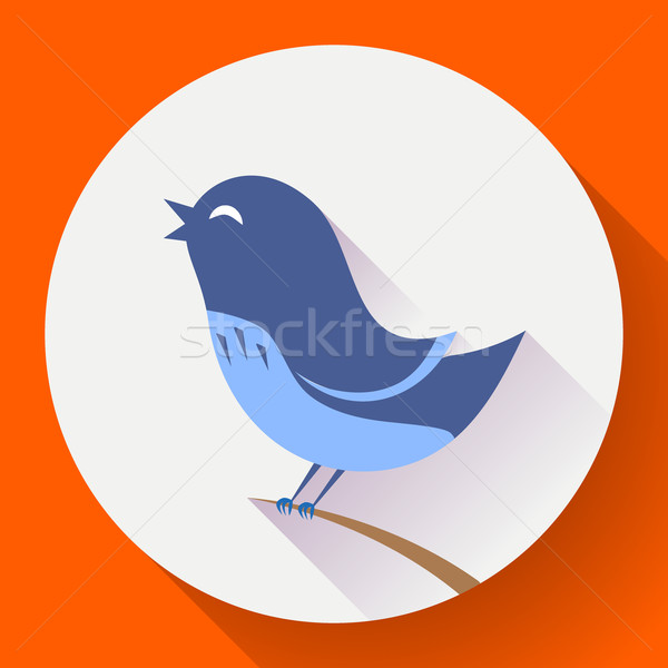 Stock photo: Bird singing vector icon. Flat design style