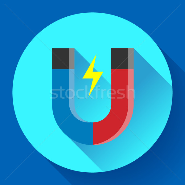 Vector icon horseshoe magnet. Symbol magnetism attraction. Flat design style. Stock photo © MarySan