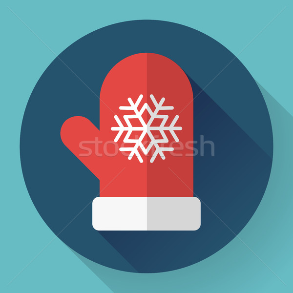 Red winter glove with snowflake. Flat designed style.  Stock photo © MarySan