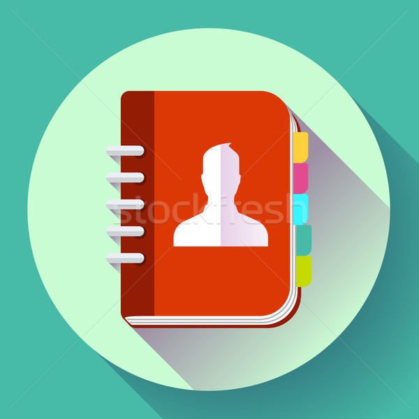 Adress phone book icon, notebook icon. Flat design style Stock photo © MarySan