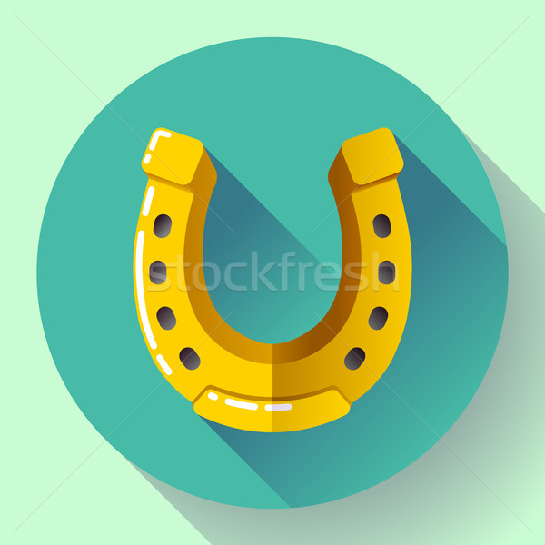 Vector Golden Horseshoe icon. Flat design style. Stock photo © MarySan