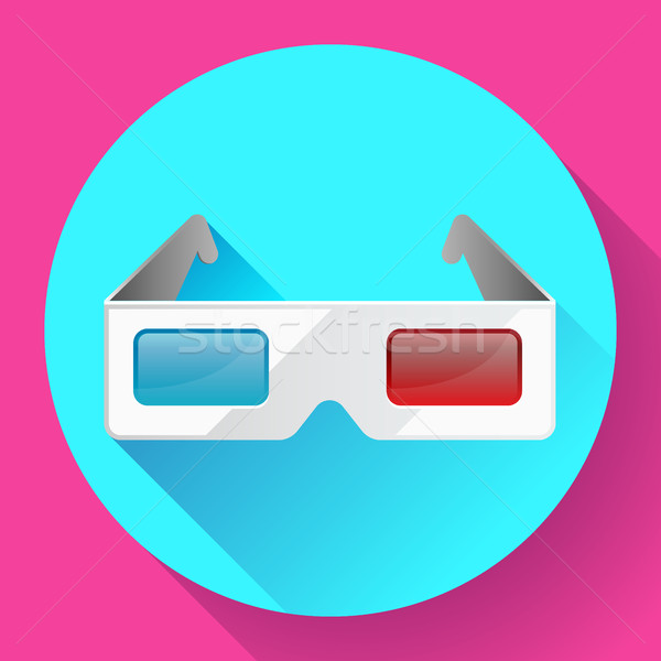 Flat anaglyph 3d glasses vector cinema icon. 3d glasses icon Stock photo © MarySan