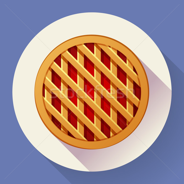 Sweet apple pie icon. Flat designed style Stock photo © MarySan