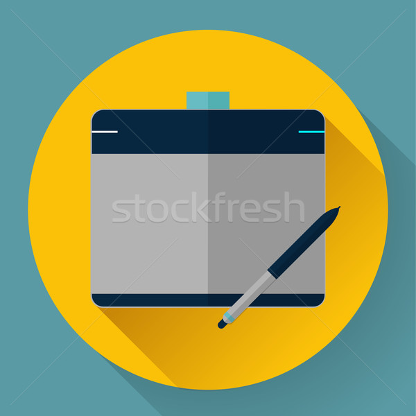 Stock foto: Vektor · Grafik · Tablet · Symbol · Stift · Design