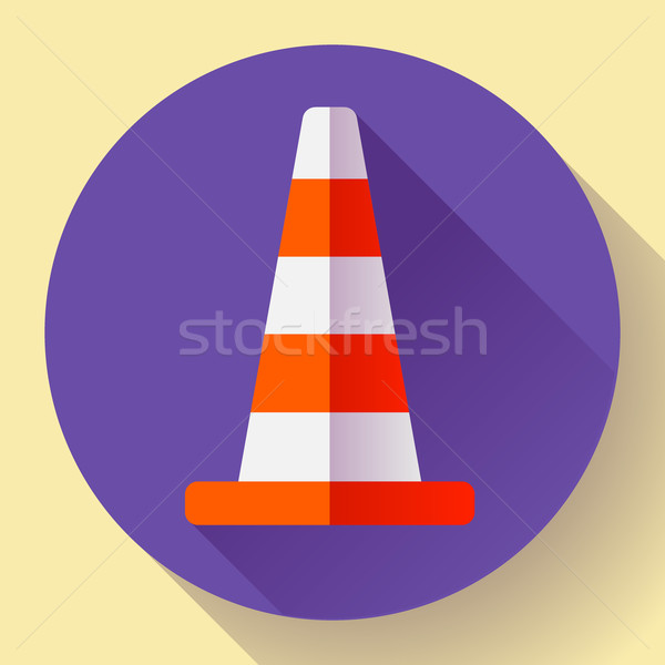 Traffic cone color icon. under construction symbol. Flat design style. Stock photo © MarySan