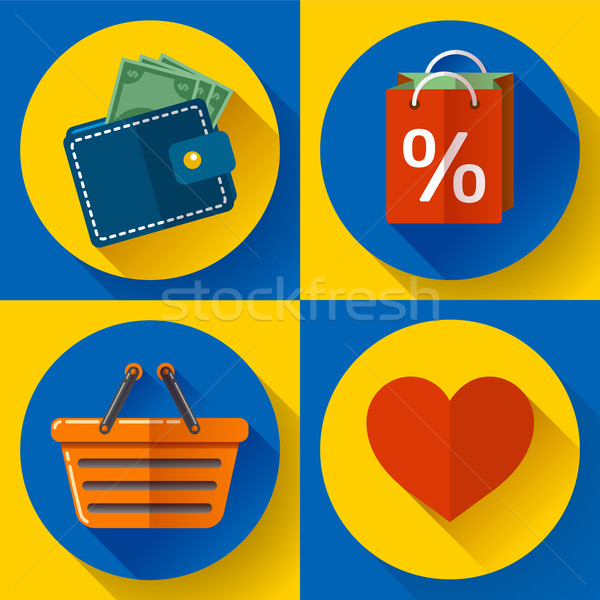 Set of flat shopping icons. Vector illustration. Stock photo © MarySan