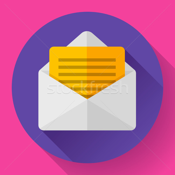 Open Envelope Mail Icon new letter message notification Flat 2.0 design style. Stock photo © MarySan