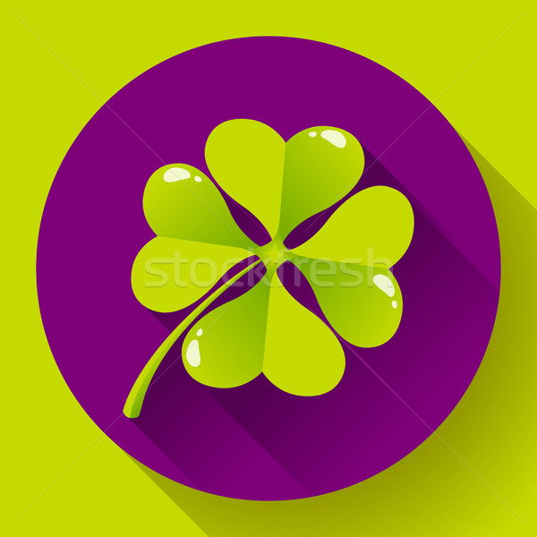 Four-leaf quatrefoil clover icon. Flat design style Stock photo © MarySan