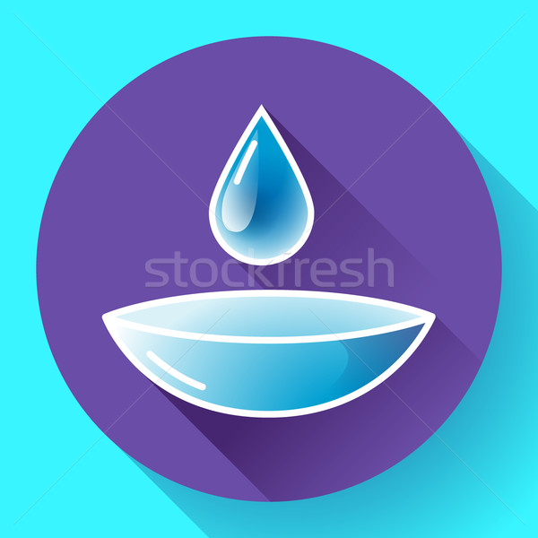 Contact lense with water drop icon. Flat design style. Stock photo © MarySan