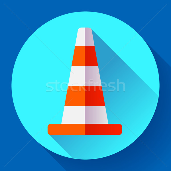 Stock photo: Traffic cone color icon. under construction symbol. Flat design style.