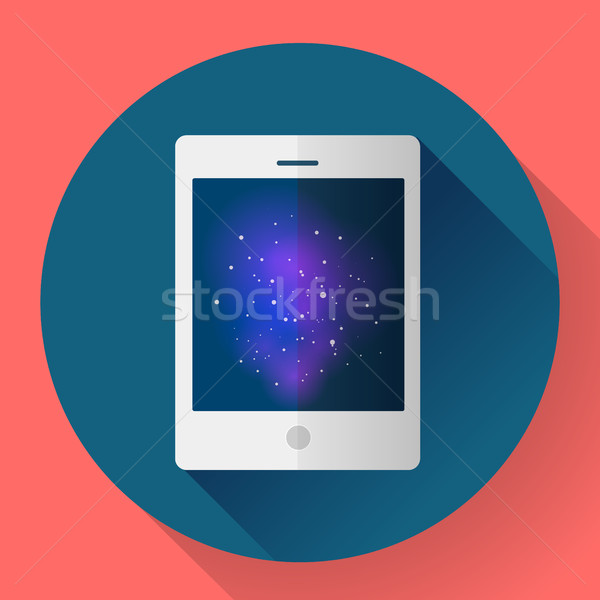 Vector tablet computer icon with space image. Flat style. Stock photo © MarySan