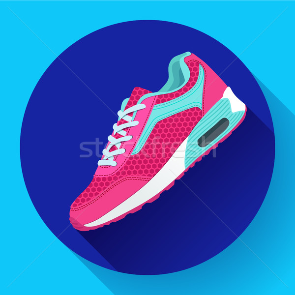 Stock photo: fitness sneakers shoes for training running shoe flat design with long shadow