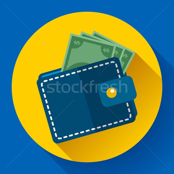 Сток-фото: вектора · бумажник · деньги · икона · долго · тень