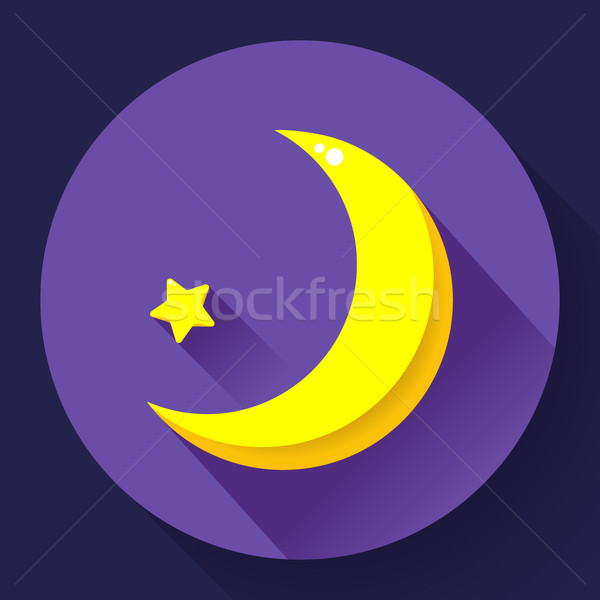 Moon and stars at night - Vector icon. Flat design style Stock photo © MarySan