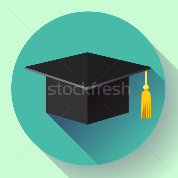 Graduation cap icon. Flat design style. Stock photo © MarySan