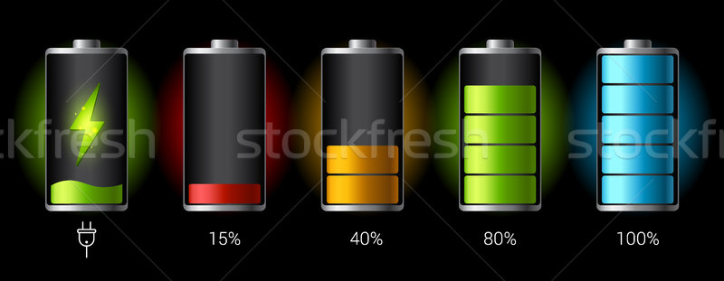 Discharged and fully charged battery smartphone - vector infographic Stock photo © MarySan