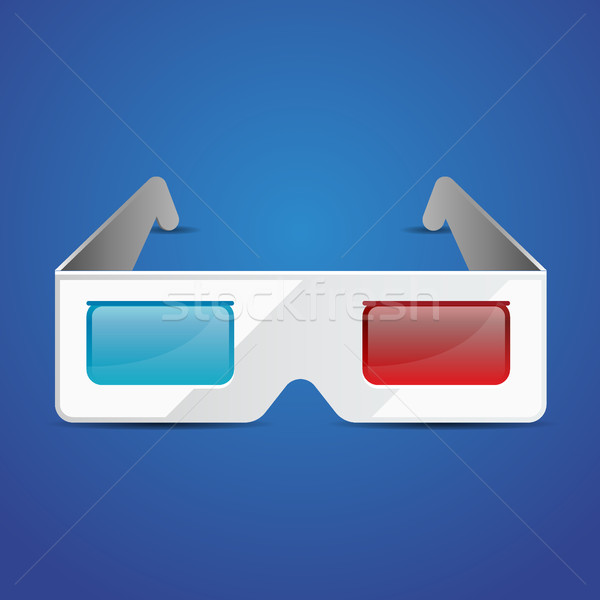 Flat anaglyph 3d glasses vector cinema icon. 3d glasses icon Stock photo © MarySan