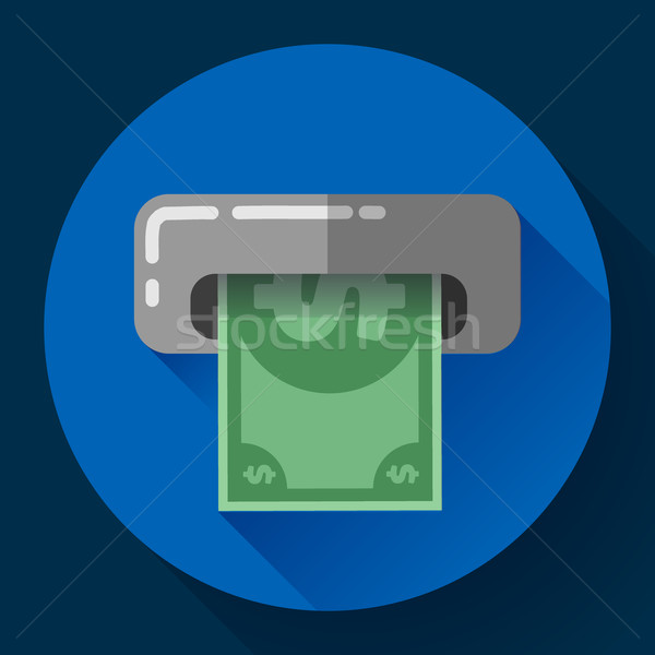 Getting money from an ATM bankomat card symbol icon. Flat design style. Stock photo © MarySan