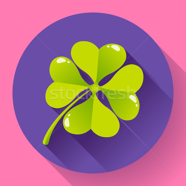 Four-leaf quatrefoil clover icon. Flat design style Stock photo © MarySan