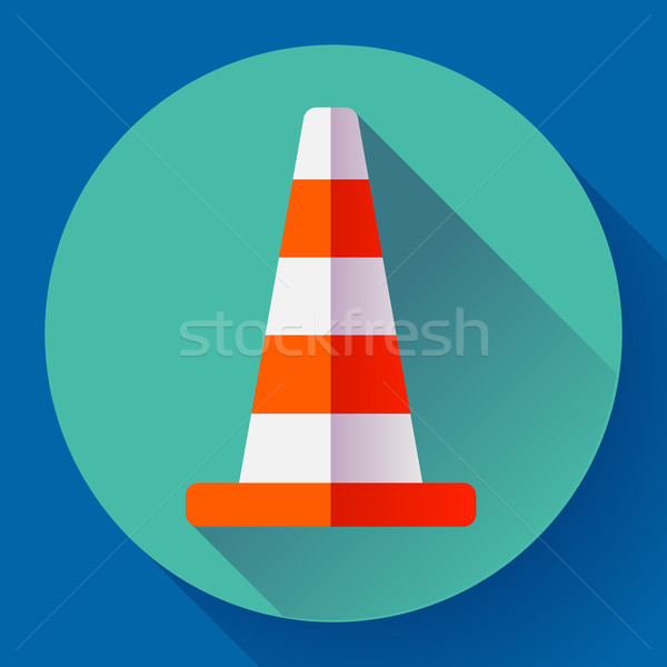 Stock photo: Traffic cone color icon. under construction symbol. Flat design style.