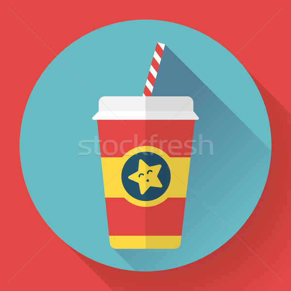 Paper coffee cup with straw. Hot outdoor drink. Flat style design - vector Stock photo © MarySan
