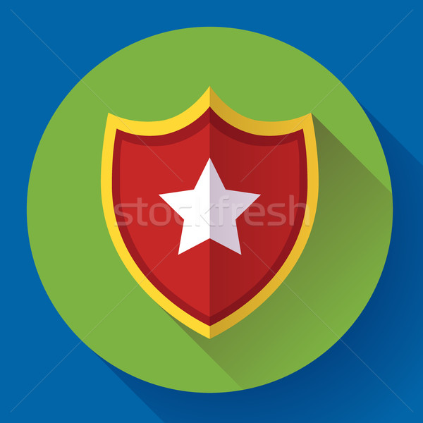 shield icon with star - protection symbol. Flat design style. Stock photo © MarySan