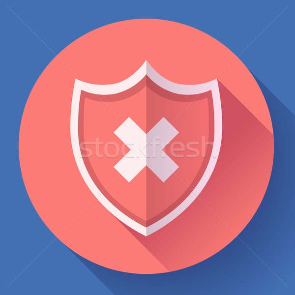 Stock photo: shield icon - protection symbol. Flat design style.