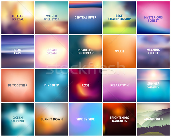 BIG set of 20 square blurred nature backgrounds. With various quotes Stock photo © MarySan